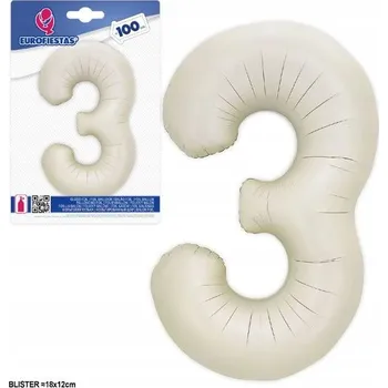 Balónek Ouda Party - Metrový Krémově Bílý Balón Číslice 3