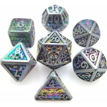 Příslušenství k deskovým hrám HNÍZDO NA VRCHOLU SVĚTA SADA 7 KOVOVÝCH RPG kostek