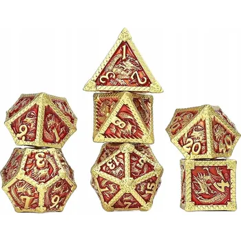 Příslušenství k deskovým hrám ŠARLATOVÁ VELKOLEPOST SADA 7 KOVOVÝCH RPG kostek