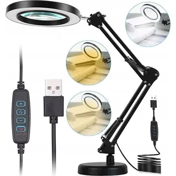 Lampička LED Lampa s Lupou Kosmetická Sklo Zvětšovací Stolní Lampička Rýsovací