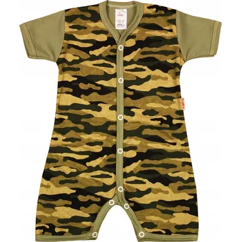 OVERAL KRÁTKÝ RUKÁV rampers Maskáčový khaki 80 KLEKLE