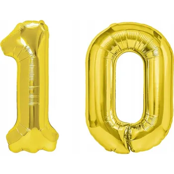 Balónek Sada balónků ve tvaru číslice 10 zlatá 100 cm