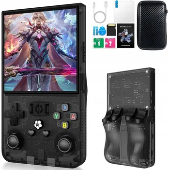 Herní konzole R36MAX RETRO PŘENOSNÁ HERNÍ KONZOLE, 18 000 HER, 64GB KARTA, ČERNÁ BARVA