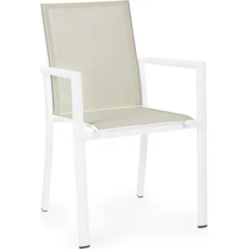 BIZZOTTO Zahradní jídelní židle KONNOR bílá s krémovým sedákem 0663855