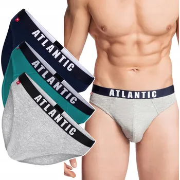 Slipy PÁNSKÉ SLIPY Atlantic 3MP-094 Sportovní Slipy z bavlny 3-BALENÍ - L