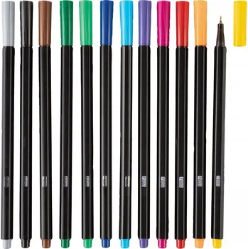 UNITED OFFICE Tenké fixy fixy barevné s hrotovým zakončením 12 ks V TUBĚ