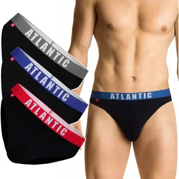 Slipy PÁNSKÉ SLIPY Atlantic 3MP-094 Sportovní Slipy z bavlny 3-BALENÍ - L