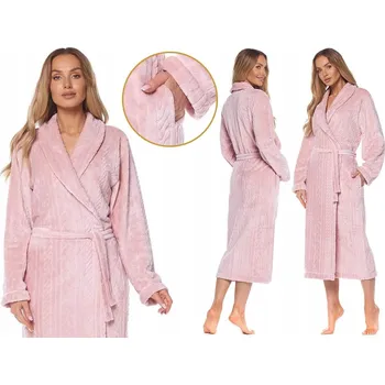 Dámské noční prádlo L&L dámský župan 2118 Athena bez kapuce pudrová růžová velikost M