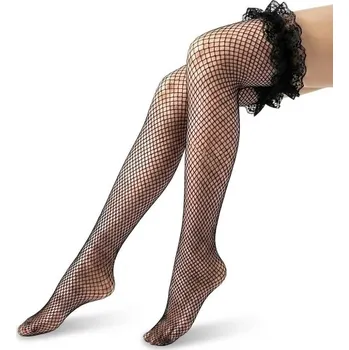 Karnevalový doplněk Punčochy černé síťované s podvazkem