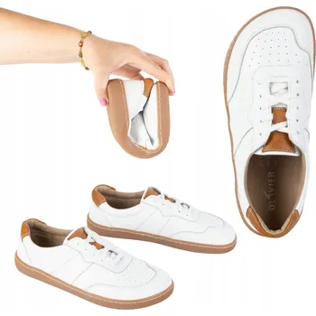 Dámské tenisky DÁMSKÉ BAREFOOT BOTY KOŽENÉ MINIMALISTICKÉ ŠIROKÉ ARIA Bílé 39