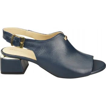 Dámská obuv Dámské sandály tmavě modré z přírodní kůže se zlatou sponou 198 ElitaBut