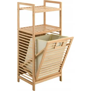 Koš na prádlo Koupelnová police s košem na prádlo 95 cm Bambusový koš na prádlo