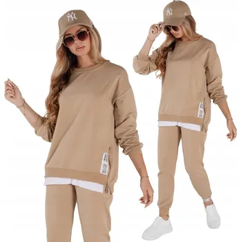 Pánská mikina Tepláková souprava mikina s bočními zipy béžová AY0954 - S