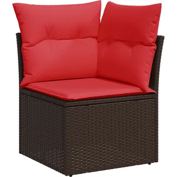 Zahradní sestava vidaXL Zahradní rohová pohovka s polštáři polyratan [366239] Barva: Hnědá