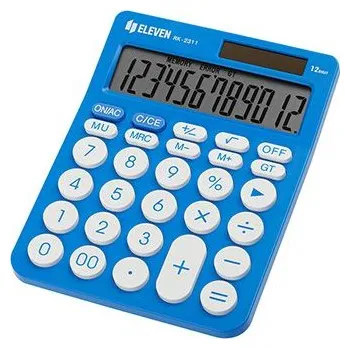 Kancelářská technika Eleven Kalkulačka RK-2311-BL, modrá, stolní, dvanáctimístná, duální napájení (RK-2311-BL)