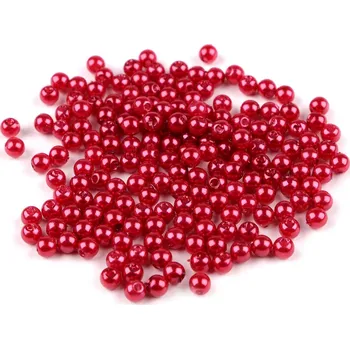 Plastové voskové korálky / perly Glance Ø5 mm, velké, F78 červená perlová