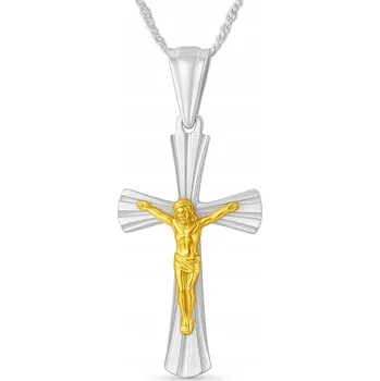 Náhrdelník STŘÍBRNÝ ŘETÍZEK S KŘÍŽKEM PRO CHLAPCE NÁHRDELNÍK SVATÉ PŘIJÍMÁNÍ STŘÍBRO 40 CM