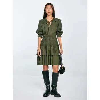 Dámské šaty BIG STAR ŠATY DÁMSKÉ MINI Z VISKÓZY KHAKI STŘIH KAKUNI 303 S
