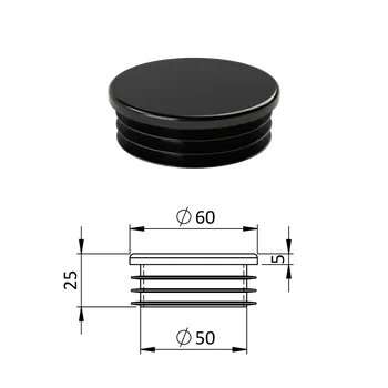 Příslušenství pro plot Vnitřní krytka kulatá ø 60 mm, plastová, černá