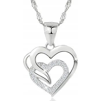 Náhrdelník Dámský stříbrný řetízkový ŘETÍZEK s přívěskem ve tvaru srdce, STŘÍBRO 925