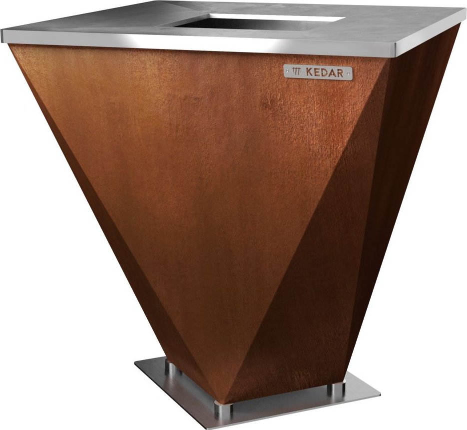 Cortenový luxusní gril na dřevo s ocelovou grilovací plotnou - KEDAR Crystal