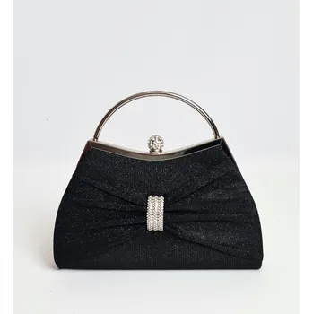 Kabelka Michelle Moon Dámská černá třpytivá společenská kabelka / psaníčko se stříbrným štrasem