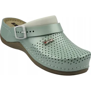 Dámská obuv Dámské NAZOUVÁKY LEON 3400 ZELENÉ PŘÍRODNÍ KŮŽE KLÍN ZAKRYTÉ PRSTY