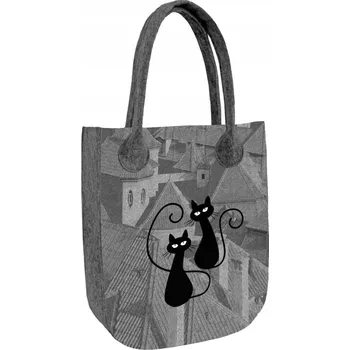 Velká filcová taška Bertoni City, prostorná, na nákupy, notebook, potisk Jezevčíci