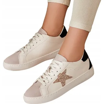 Dámská obuv ČERNO-BÉŽOVÉ TENISKY S OZDOBNOU HVĚZDOU DÁMSKÉ ABI 37