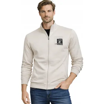 Pánská móda Rozepínací mikina pánská béžová se stojáčkem, bavlněná, měkká