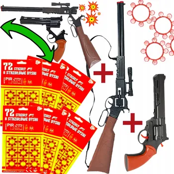 Dětská zbraň KOVBOJSKÁ SADA HOUPACÍ BROKOVNICE NA SLEPÉ NÁBOJE + REVOLVEROVÁ PISTOLE + 6 ZÁPALKA