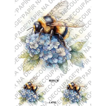 Výtvarný papír Rýžový a soft papír na decoupage - Včelka na květině - KB4783 Materiál: Soft, Rozměr: A4