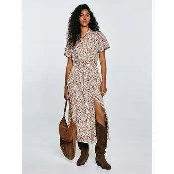 Dámské šaty ŠATY viskózové midi šaty BIG STAR S POTISKEM krémová barva, Nahai 103 XS