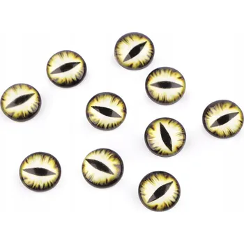 Očka na maskoty Stoklasa skleněná žlutá kulatá Ø10 mm 10 ks