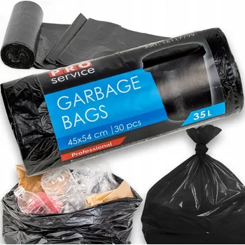 Pytle na odpadky PRO Service Pytle na odpadky pevné černé univerzální LDPE 35L 30 Kusů