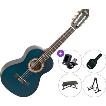 Klasická kytara Valencia VC202 SET Transparent Blue Poloviční klasická kytara pro dítě