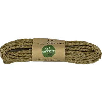 Stuha Dekorační provázek Go Green Cotton Cord – Earth Brown hnědý 3mm x 3m (6,-Kč/m) (Dekorační provázek kroucený, materiál bavlna, barva světle hnědá, pevný, matný)