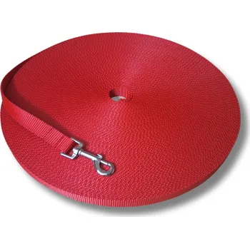 Vodítko pro psa Stopovací vodítko Clasic pro velká a obří plemena - ČERVENÁ, 5 m, Karabina 90 mm - pro velká plemena - pochromováno