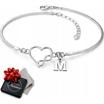 Náramek Stříbrný náramek 925 srdce a nekonečno písmeno elegantní dárek