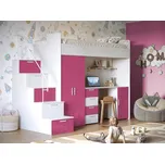 Nábytek PEGAS s.r.o. Patrová postel PARADISE 4S, Bílá Růžová lesk