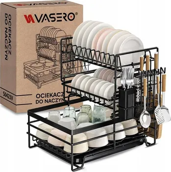 Odkapávač na nádobí Stojací Dvoupatrový Odkapávač Na Nádobí Velký Černý Odkapávač na Nádobí