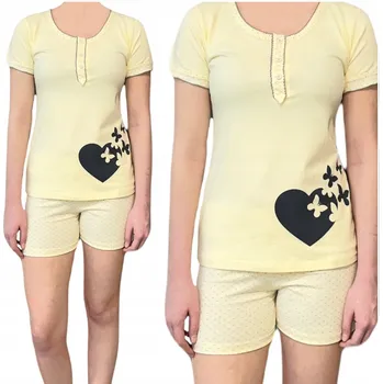 Dámské pyžamo Dámské pyžamo žluté krátké kalhoty knoflíčky S/M