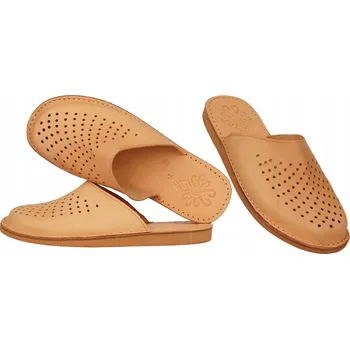 Dámská obuv Bamboše kožené Papuče Pohodlné Bačkory Papuče z přírodní kůže 48