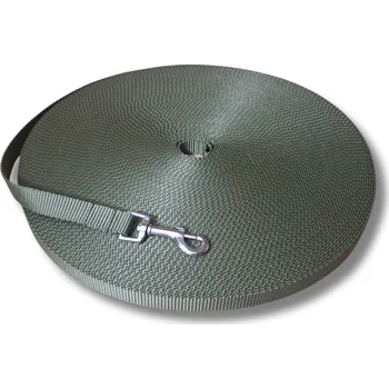 Vodítko pro psa Stopovací vodítko Clasic pro střední plemena - KHAKI, 20 mm, 5 m, Karabina 82 mm - pro střední plemena - pochromováno