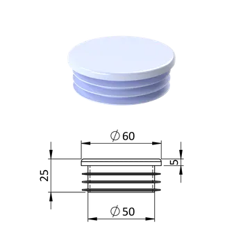 Příslušenství pro plot Vnitřní krytka kulatá ø 60 mm, plastová, bílá