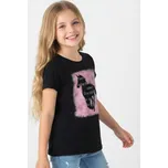 Tričko s koněm – dívčí tričko s krátkým rukávem a kamínky BC2401 Velikost: 164, Barva: Černá