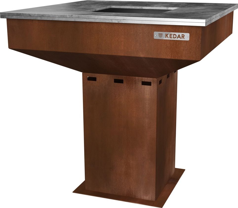 Cortenový zahradní gril KEDAR Kolos s ocelovou grilovací plotnou