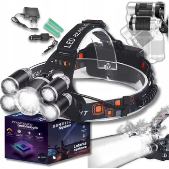 Čelovka VÝKONNÁ ČELOVKA NA HLAVU 5x LED CREE XM-L T6 ČELOVKA