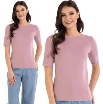 Dámské tričko MORAJ DÁMSKÉ BAVLNĚNÉ TRIČKO S KRÁTKÝM RUKÁVEM HLADKÉ BEZ VZORU RŮŽOVÉ XS