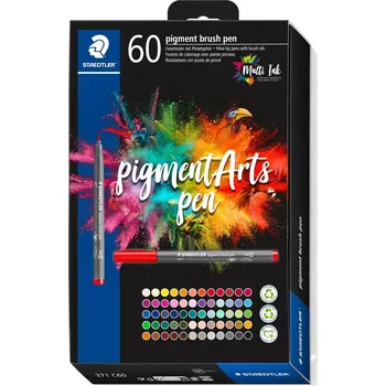Kancelářské potřeby STAEDTLER Pigment Brush Pen – štětcové fixy s pigmentovým inkoustem Multi Ink, sada 60 ks (371 C60)